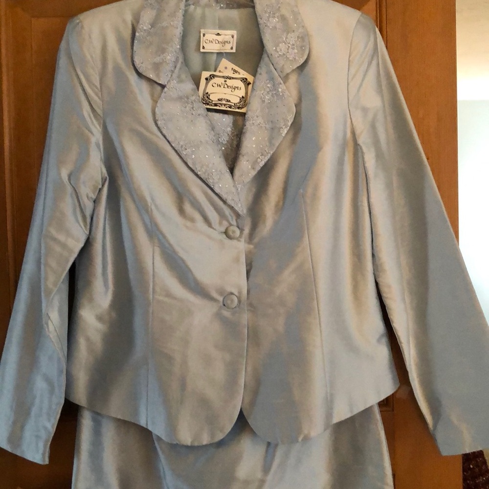 Silk strapless cocktail dress with jacket